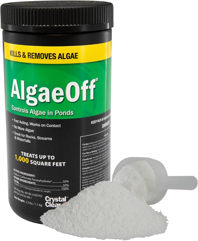 Crystal Clear AlgaeOff Pond & Water Garden Scum Cleaner, Waterfall & Rock Slime Remover, String Algae Killer, Green Stain Treatment, EPA Registered Algaecide, Plant, Koi Fish, Bird & Pet Safe, 2.5 lb - Image 1